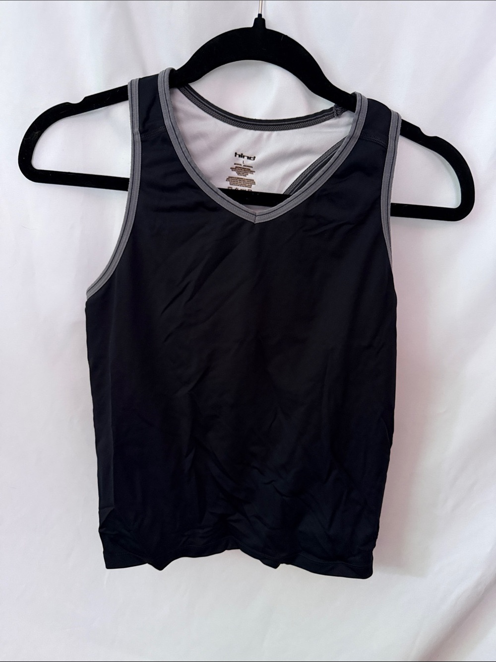 Women’s Black Athletic Cycling Tank with Gray Trim Sz Large w Rear Pocket